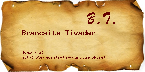 Brancsits Tivadar névjegykártya